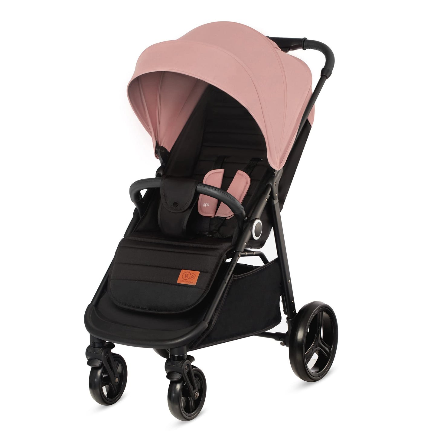kk Kinderkraft GRANDE PLUS Silla de Paseo ligera desde Nacimiento hasta 22 kg, Plegado con una sola mano, Posición tumbada, Suspensión de todas ruedas, Capota grande XL, Grigio